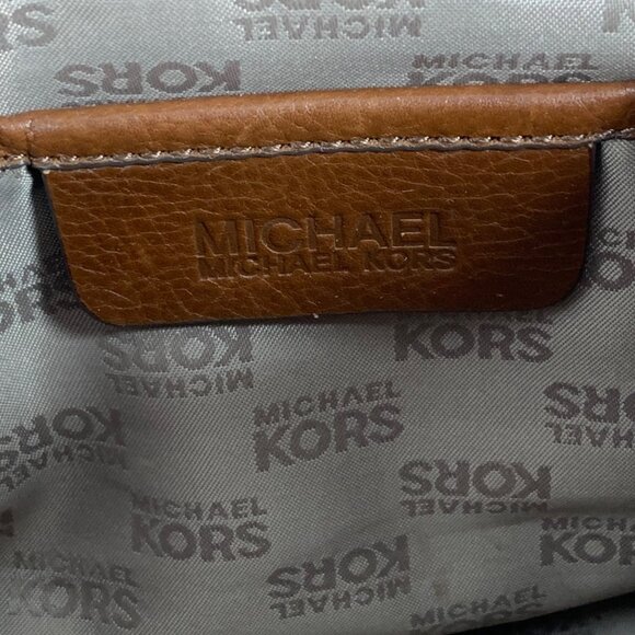 MICHAEL KORS Brookville MK Print Jacquard Leather Bowling Satchel Buckle Strap - Picture 12 of 13